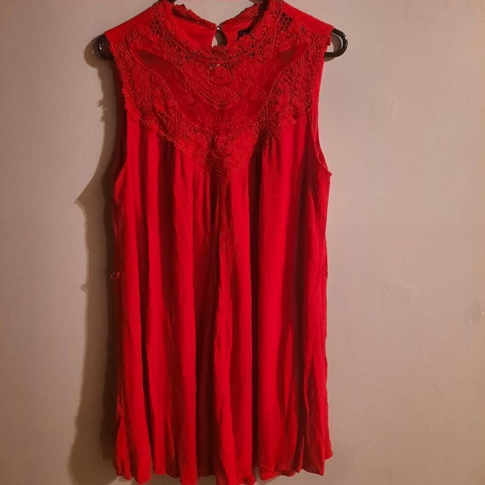 Torrid High Neck Crochet Gauze Scarlett Red Mini Dress 1X